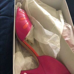 Nine West pink and orange sweetheart heels
